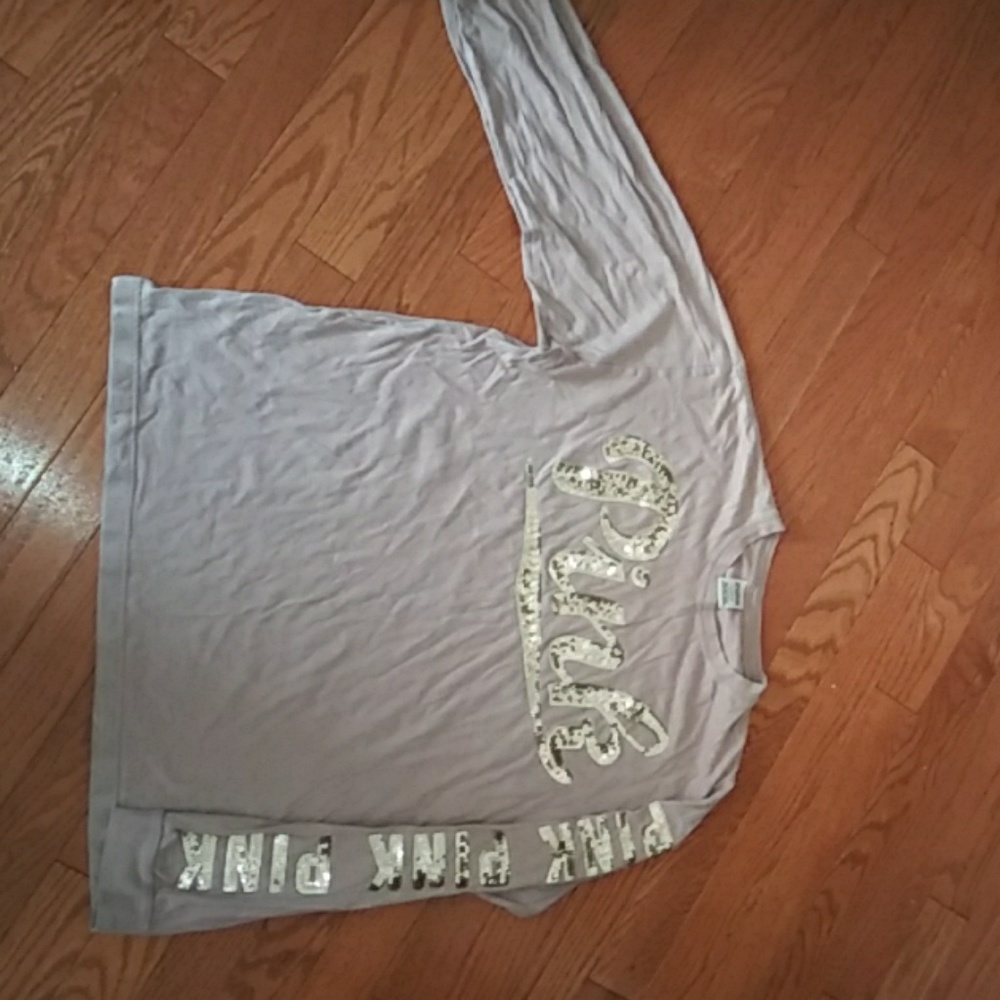 LRG PINK long sleeve bling, tan w silver sequences